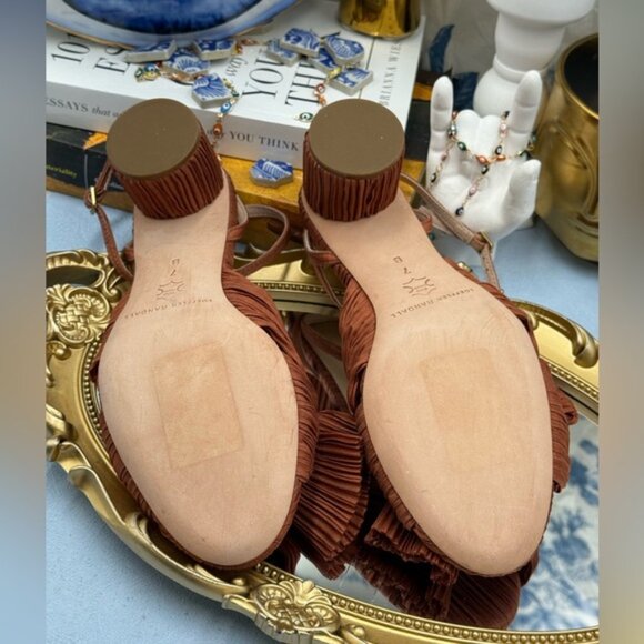 🆕 LOEFFLER RANDALL 🧿 NWOT Dahlia Terracotta Pleated Bow Mid Heel, Sz 7 - Picture 15 of 15
